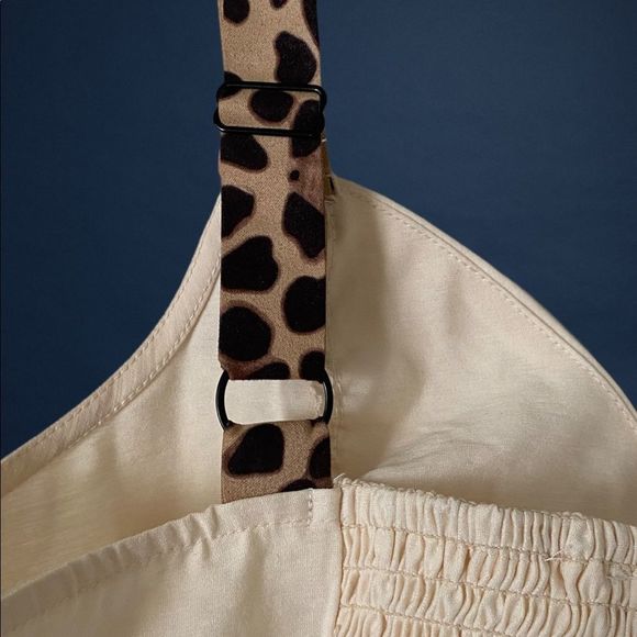 Moon River : Cream Bow Crop Cami with Leopard Print Straps - Picture 11 of 14